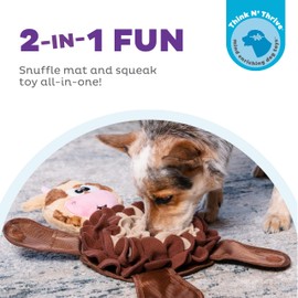 Outward Hound Nina Ottosson Snuffle Palz Interactive Plush Dog Puzzle and Snuffle Mat for Dogs, Non-Slip Snuffle Mat, Dog Enrichment Toys, Plush, Cow, Brown, Large
