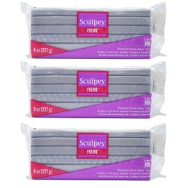 Premo Sculpey Polymer Silver Clay - Oven-Baked Clay 8 Ounce Pack of 3