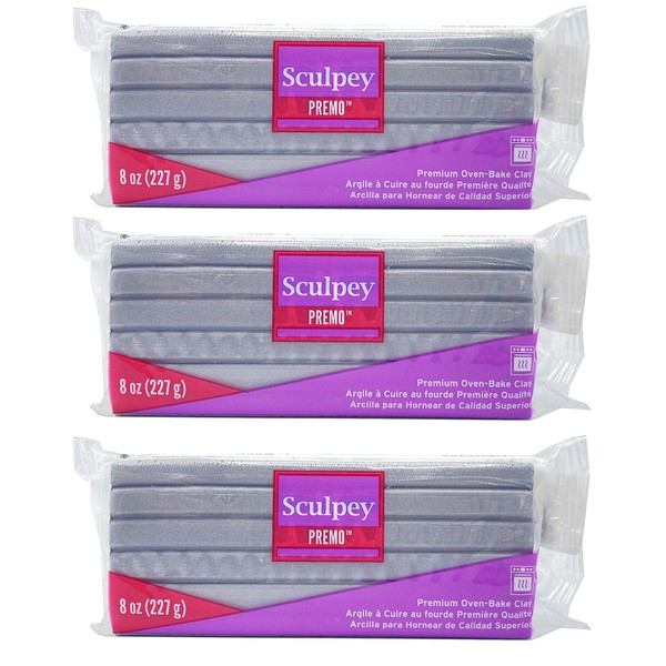 Premo Sculpey Polymer Silver Clay - Oven-Baked Clay 8 Ounce