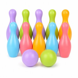 Kids’ Bowling Set for Indoor & Outdoor Play – 10 Colorful Pins and 2 Lightweight Balls for Family Games