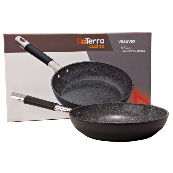 Professional 9.5 Inch Nonstick Frying Pan | Italian Made Ceramic Nonstick Pan by DaTerra Cucina | Sauté Pan, Chefs Pan, Non Stick Skillet Pan for Cooking, Sizzling, Searing, Baking and More