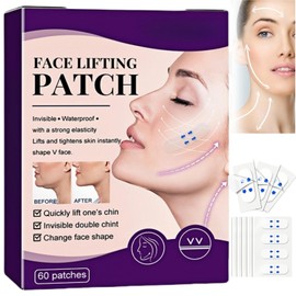 60pcs Face Lifting Tape, Face Lift Tape Invisible, Facial Tapes for Lifting Sagging Skin, Waterproof Anti Wrinkle Patches for Instant Lifts & Smooth Skin, Elasticity Tighten Lift Patches, Reusable