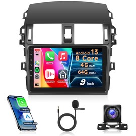 8Core 4G+64G Car Radio for Toyota Corolla 2009-2013 Android 13 Car Stereo Wireless Carplay, Rimoody 9 inch Touch Screen for Corolla Android Auto DSP BT GPS WiFi FM Mirror Link RCA + Backup Camera