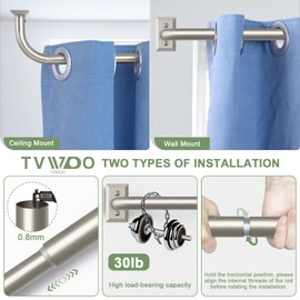 TVWOO Nickel Wrap Around Curtain Rods 28 to 48":Blackout Adjustable Window Curtain Rod,Room Darkening Heavy Duty Curved French Metal Single Drapery Rods for Bedroom Kitchen Easy Install,Brushed Nickel