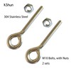2 Pcs Eye Bolt M10 Made of 304 Stainless Steel