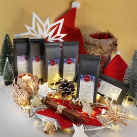 Quertee No. 7 - 6 x 50g Winter Tea Christmas Tea Tea Gift with Varieties Vanilla Lemon, Snow Hat, Lemon Chai, Fireplace Hour, Winter Almond, Apple Almond Cinnamon (300g)