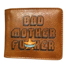 jimmyxqw Embroidered Bad Mother Leather Wallet bad mother f ker wallet leather(orange)