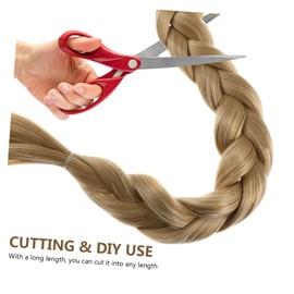 FRCOLOR 1Set Long Braided Ponytail Extension with Hair Tie Synthetic Hairpiece for Women of White Rubber Bands Black Hair Clips Versatile for Daily Use Parties Cosplay and More