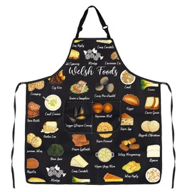 MYSOMY Welsh Foods Kitchen Apron Welsh Foods Lover Gift Welsh Themed Cooking Gift Welsh Food Cooking Baking Apron (Welsh Foods Apron)