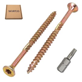 SKIR'CO (Pack of 50) Universal Zinc Plated Steel 4.0 x 60 mm Yellow Wood Screws Countersunk Torx Head Type 17 Chipboard Screws (50, 4.0 x 60 mm)