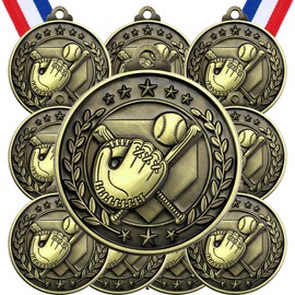 Misdary 12 Pack Medals with Neck Ribbons Team Participation Trophies for Kids Sports Awards Party Favors for Sports Competitions Celebration Gift(Bronze,Baseball)