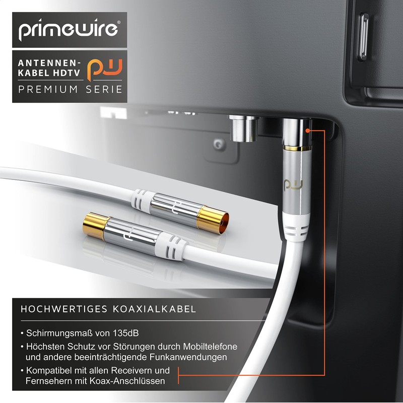 Primewire 0.5m Antenna Cable HDTV 135dB / 75 Ohm |