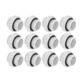 dracaena.io 12 pack G1/4" thread, Male to Male Mini Extender Fitting with tighten O-ring, Compression fitting for Computer Water Cooling System, White