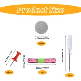 Roof liner repair set, car repair rivets, 65 pieces roof liner repair set, car roof liner repair, with pins, screwdriver, tape measure for all cars, roof liner repair kit