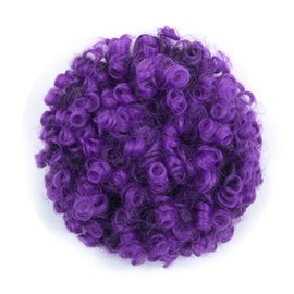 YISIKUNNUO Curly Wavy Afro Puff Drawstring Ponytail Hair Extension for Black Women Loose Wave Short Mini Afro Puff Hairpieces for Girls Kids(Black Purple)