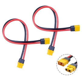 XT60 Extension Cable 12AWG Amass XT60H Male to Female Adapter Connector Converter Plug with 30CM Soft Cable Wire for RC Lipo Battery（2PCS ）