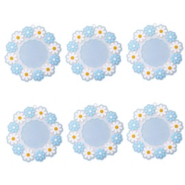 6Pcs Silicon Cup Coasters, Cherry Blossoms and Daisies Coasters, Non-Slip Heat-Insulating Cup Mats for Drinks, Tea and Coffee, Soft Rubber placemats for Restaurants and Home. (Blue)