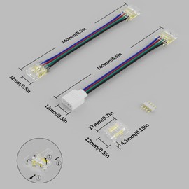 RGB COB LED Strip Light Connector Set, Corner Connector, 4-Pin RGB Strip Connector 90 Degree Quick Connector, Connection Set Accessories for 4 Pin 10 mm RGB COB Light Strip (No Soldering Required)