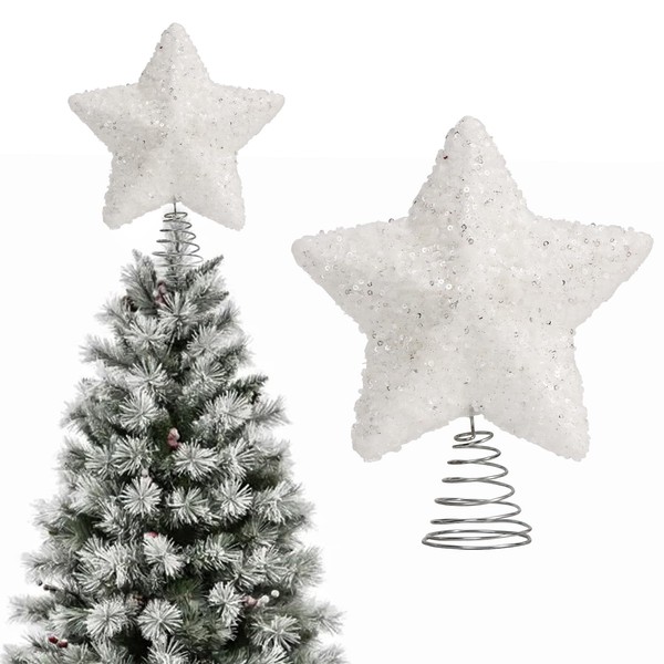 Sequin Christmas Tree Topper Star, 18CM Glitter Star Christmas Tree