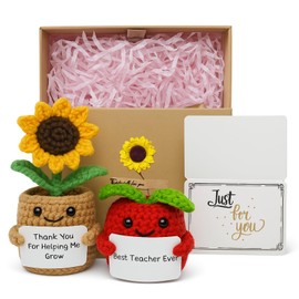 Mezzoia Teacher Appreciation Gifts Best Teacher Ever Crochet Sunflower Thank You for Helping Me Grow Emotional Support Doll Thank You Gifts for Daycare Women Man Teachers Appreciation Week Graduation