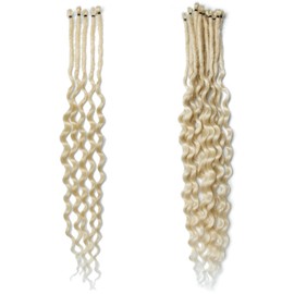 20 Inch Synthetic Dreadlock Extensions with Curly Ends, Thin, 0.6 cm, One-Sided Wavy Dreads, Soft Pre-looped Dreadlocks, 15 Strands/Pack (20 inches/50 cm, 613#)