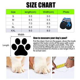 Dog Boots, Set of 4 Waterproof Dog Shoes with Reflective Straps Anti-Slip Sole Outdoor Paw Protectors Dog Shoes for Small Medium Dogs Autumn Winter, Blue (XXL)