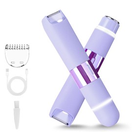 Dermave Bikini Shaver - Electric Bikini Trimmer for Women, 2-in-1 Waterproof Dual Head Shaver (Purple)