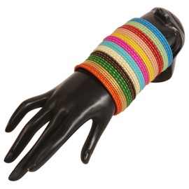 Touchstone indian bangles bracelets for women colorful churiyan set return gifts jewelry chudiya bulk pack bollywood metal bangle sets trimmed edges 12 textured vintage colors. Set of 144