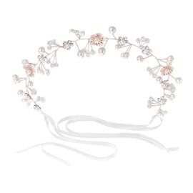 Lusofie Flower Pearl Wedding Headband Flower Girl Headpiece Bridal Hair Pieces Wedding Hair Accessories for Girls Women