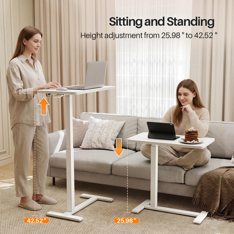 ROMOON Over Bed Table with Wheels, Height Adjustable Hospital Bedside