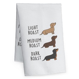 Funny Coffee Dachshund Kitchen Towel, Dachshund Coffee Lover Gifts Dish Tea Towels for Kitchen Decor, Cute Weiner Dog Gifts for Women Mom Friend, Waffle Weave Absorbent Hand Cloth Tea Towel