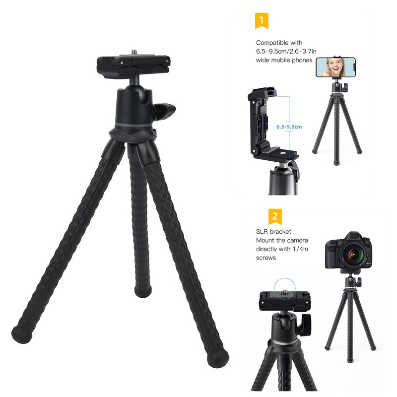 TELESIN Portable Tripod Stand Flexible Desktop 360° Ball Head Tripod