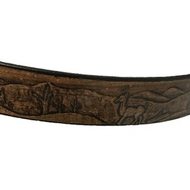 Deer Design Handmade Mens Leather Belt Western Work Casual Belt 1.5" Wide Color Cocoa Brown (36)