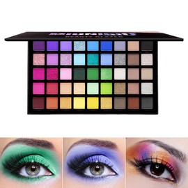 Midnight Galaxy 45 Color Matte & Glitter Eye Shadow Palette, Colorful Bright Colored Eyes Shadow Palette, Smooth Blend Press Shimmer for Daily & Stage Eye Makeup