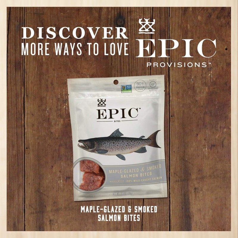 EPIC Snack Strips, Smoked Salmon, Paleo Friendly, 0.8 oz Strips,