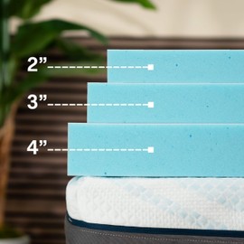 Clara Clark Mattress Topper, 3 Inch Memory Foam Topper, Gel Infused Memory Foam Mattress Topper, Ventilated Design Mattress Pad, King