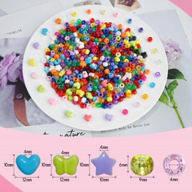 Lnvision Pack of 700 Assorted Acrylic Beads, Pony Beads, Heart, Star, Butterfly Beads, Large Holes, Multi-Colour, Ideal for Bracelets, Necklaces, Christmas, Valentine's Day Crafts & Jewellery Making