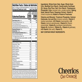 Cheerios Oat Crunch Oats 'N Honey Breakfast Cereal, Made with Whole Grain, Family Size, 24 oz