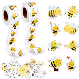FSWWSF Bee Stickers, 1046 Pieces, Bee Stickers, Reward Stickers, Bee Sticker Set for Decoration, Party Gifts, Thank You Cards and Envelopes, Bee Sticker Roll