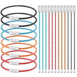 20pcs Stainless Steel Wire Keychains Aircraft Cable Cable Key Ring for Hanging ID Tags or Luggage Tags,6.3 inch 2mm Multicolour