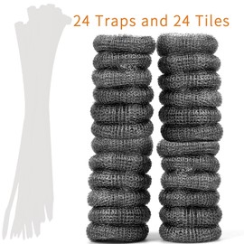 24 PCS Lint Traps LVYOUIF Stainless Steel Washing Machine Lint Snare Traps, Washer Hose Lint Traps with 24 PCS Cable Ties, Laundry Mesh Washer Sink Drain Hose Screen Filter