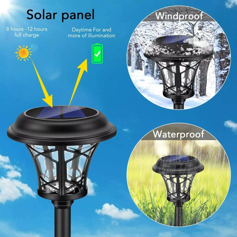 DERAYSION 6 Pack Outdoor Glass Lights Solar Pathway Garden Yard