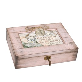 Cottage Garden Daughter in Law We Love You Blush Pink Distressed Locket Music Box Plays Friend in Jesus