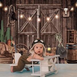 10x8ft Western Cowboy Backdrop Wild West Wooden Barn Party Decor Rustic Vintage Wooden House Door Horse Hay Photography Background Cowboy Theme Party Decorations Banner Photo Booth Boy Birthday