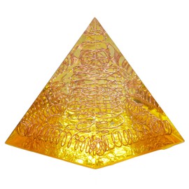 Mookaitedecor Quartz Crystal Healing Crystal Quartz Pyramid with Yellow Colour Positive Energy Pyramid for EMF Protection Meditation / Yoga / Healing Chakra / Home Culture 50 mm