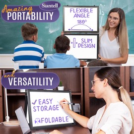 Small Dry Erase White Board – Magnetic Desktop Whiteboard - 16x12 inch 4 Sides Portable Whiteboard for Kids - Tabletop Mini Easel with Cover Bag for Office Desk, Students, Teachers