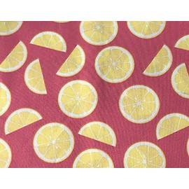 100% Cotton Fabric Sold by The Yard 1 Yard = 36 in. Length (Lemon Slices on Pink)