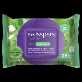Swisspers Buy Swisspers Eco Aloe Vera Biodegradable Facial Wipes 25 Pack Online | Chempro Chemists