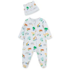 Little Me unisex baby Pajamas infant and toddler bodysuit footies, Grey Jungle Animals, Newborn US