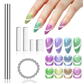 XEAOHESY 25pcs Cateye Magnet for Nails Silver Cylindrical Strong Nail Magnet Silver Beads Nail Magnet 4 Mini Rectangular Cat Eye Magnet for Cat Eye Gel Nail Polish